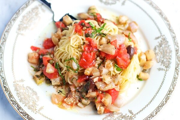 Eggplant Pomodoro With Angel Hair Pasta