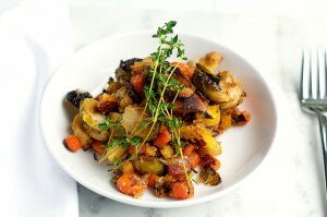Roasted Vegetables with Walnut Pesto and Fall Garden Update