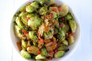 Roasted Brussel Sprouts with Pancetta and Mustard Vinaigrette